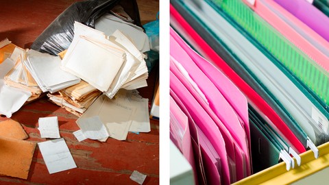 Declutter paper and paperwork (clutter, de-clutter)