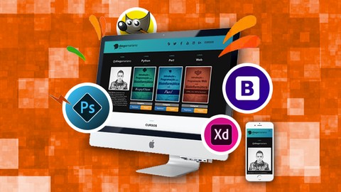 Web Design com Adobe XD, Bootstrap, GIMP, HTML e Photoshop