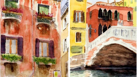 Watercolour painting. 2 beautiful Venice pieces. Pro artist