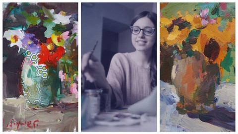 Expressive Flower Painting Techniques w/ Acrylics & Collage