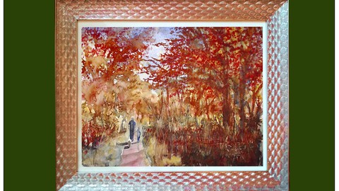 Watercolour painting. 2 Autumn scenes. Learn how with a pro.