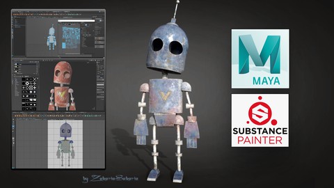 Maya and Substance Painter Model and texture Old 3D Robot