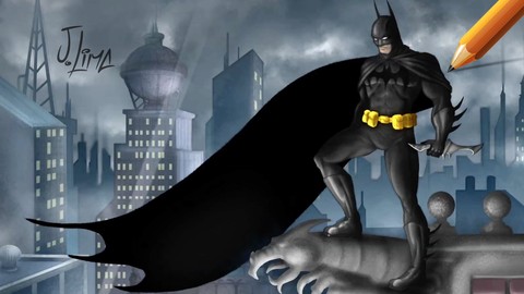 Como desenhar Batman + Cenário + Curso de Animação + Ebook