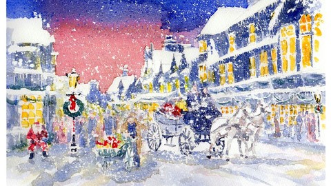 Watercolour painting Christmas painting pro artist shows how