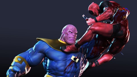 Thanos vs Deadpool Español - GOLD PACK - Escultura en Zbrush