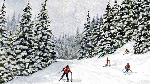 How to Paint a Skiing Landscape with Watercolor