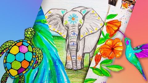 Art for Beginners & Kids: 8 Drawing & Mixed-Media Projects