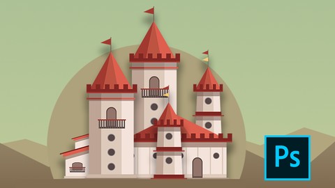 Design a 2d Game Castle in Photoshop.