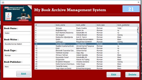 Java GUI (Java Swing - MySQL) Book Management System Project