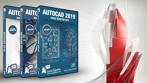 AutoCAD 2019 Eğitim Seti 2 Boyut, 3 Boyut, Render, Animasyon