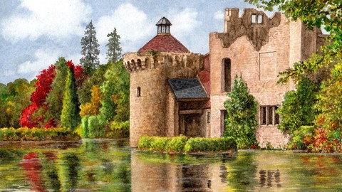 Paint Watercolour Step by Step - Castle Landscape