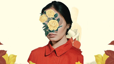 Digital collage Floral Portrait made easy