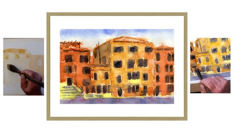 Watercolour painting for beginners Freestyle Venice building