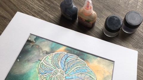Shimmering colors | Alcohol Ink & Watercolor| Shell Painting