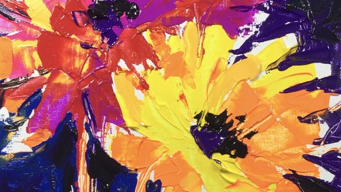 Acryl Malerei mit Spachtel. Teil 1. Blumen Kompositionen