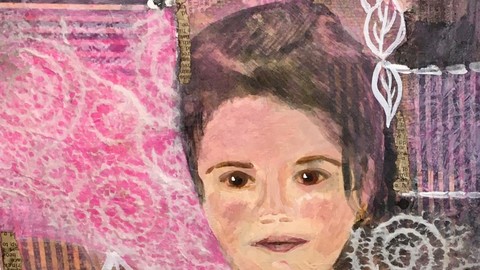 Child portraits in mixed media