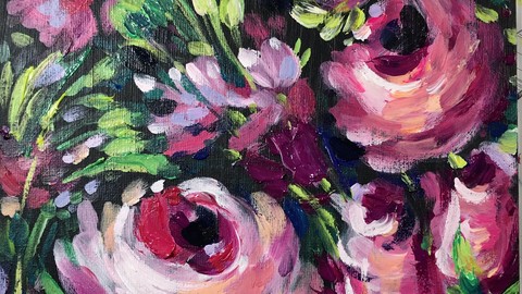 Akrylmalerei. Expressive Blumen Kompositionen. Teil 1