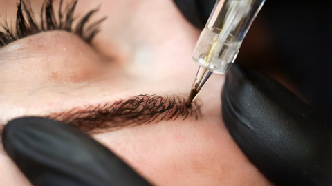 Permanent makeup Eyebrow hair by hair technique WITH MACHINE