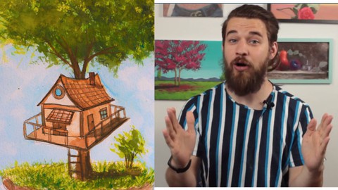 Watercolor Painting tree house Super Easy course