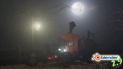 Blender 3D Model & Render a Stylized Halloween Scene