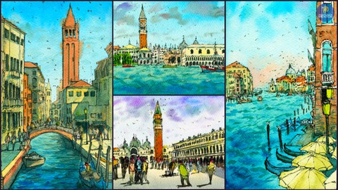Watercolor Pen and Ink: Venice Architecture Sketching Class