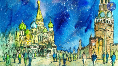Christmas In Moscow: Draw and Paint a First Snowfall