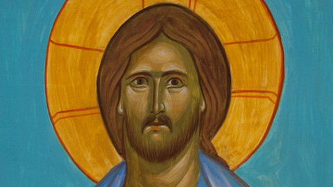 Ζωγραφική βυζαντινής εικόνας του Ιησού Χριστού