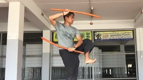 Level 4 Double Sword in Krabikrabong Thai Martial art