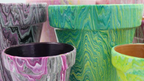 Decorate your Flowerpots with Acrylic Pouring/Fluid Art