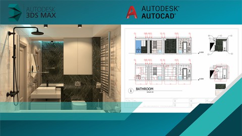 3dsmax (Vray/AutoCAD) full interior design bathroom project