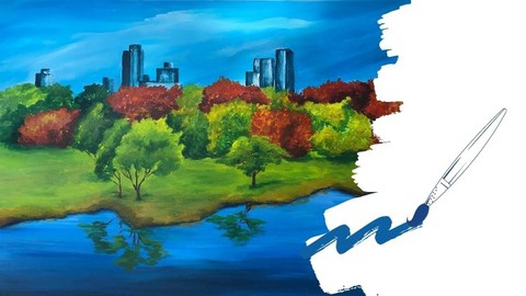 pittura acrilica, dipingere central park