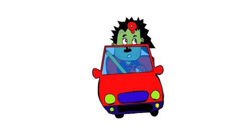 Simple Cartoon Drawing  Course :  a Kid driving a Car