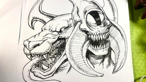 How to Draw Monster Heads - Faces Pencil Drawing Sketching