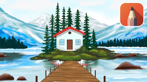 Learn Lake House Digital Painting using Autodesk Sketchbook