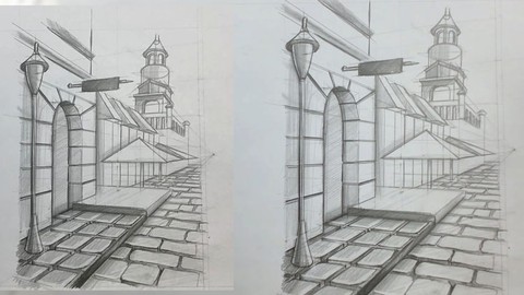 Outdoor and Building Drawing Course with Perspective