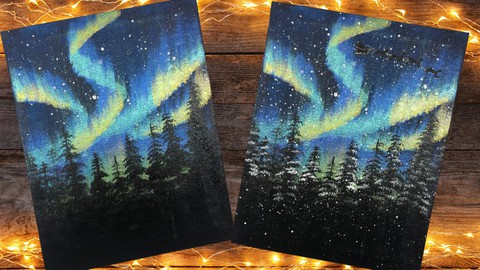 Northern Lights Forest Art Canvas