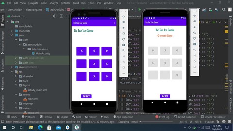 Tic Tac Toe Game in Kotlin, Android app development Studio