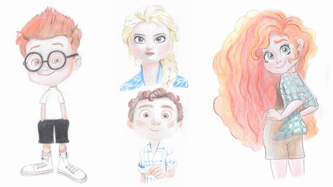 How to Sketch & Draw Cartoon Character with Colored Pencil