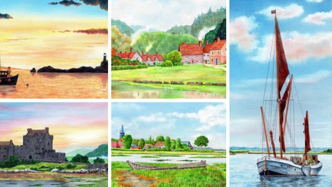 How to use Coloured Pencils to draw 5 AMAZING Landscapes