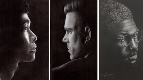 Learn to Draw Black and White Portraits - 4 Pastel Pencils!