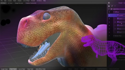 Mudbox Painting a 3D Dinosaur in 2 hours