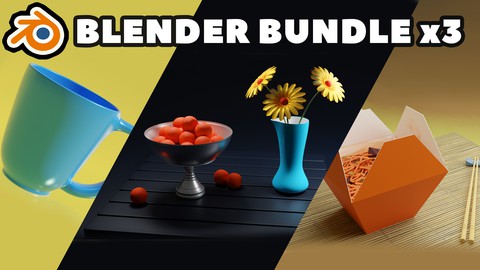 [3xBUNDLE] Best Blender 3D modeling practice for beginners