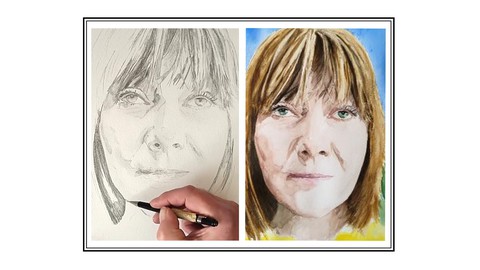 Learn how I draw and paint this watercolor portrait beginner