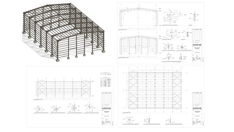 Revit 2022: Steel Structure "Warehouse" Erection Drawings