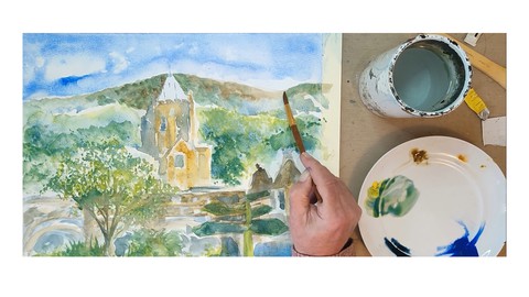 Learn how I draw and paint this townscape in watercolours.