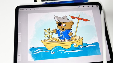 Draw a Cartoon Pirate Bear in Proctreate - step by step