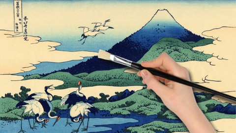 The great Mount Fuji by Katsushika Hokusai. Acrylic painting