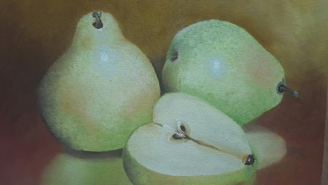 Curso de pintura em tela Natureza Morta 02 - Fruta Pera