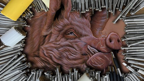 Leather carving course ~ Pig