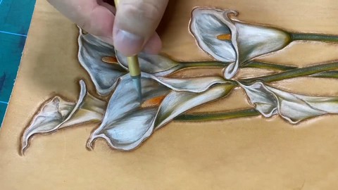 Leather carving Calla Lily Leathercraft